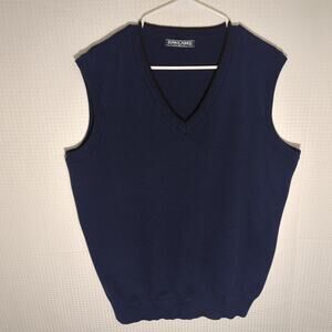 PJ Paul Jones XL Sweater Vest Navy Blue V Neck Knit Pullover Polyester Wool